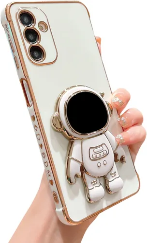 Vista 16 de phylla para Samsung Galaxy A12 Funda de Teléfono con Soporte Oculto de Astronauta Chapado en Oro de Lujo Lindo Astronauta Lateral Lindo