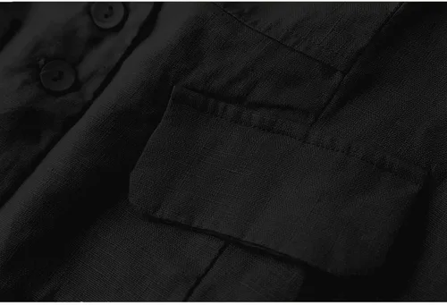 Vista 7 de Dongfeng Chaleco sin mangas de lino y algodón para mujer, casual, cuello en V, con botones