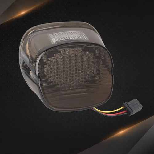 Vista 6 de NTHREEAUTO Luz trasera LED ahumada para motocicleta, luces traseras con luces de matrícula de freno compatibles con modelos Harley Dyna, FLST