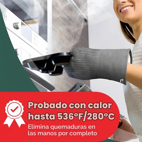 Vista 2 de Guantes de horno resistentes al calor - Juego de 2 guantes de cocina de silicona, gris Ashy