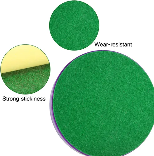 Vista 5 de Gejoy 94 mm Hockey Paddle Pads Self Adhesive Replacement Hockey Mallet Felt Pads Green Felt Sticker for 96 mm Pushers