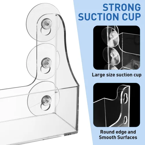 Vista 5 de Estante organizador de refrigerador con ventosa, estante de almacenamiento acrílico para refrigerador puede contener especias, tarro de aceite