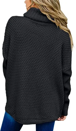 Vista 2 de DOROSE Suéter de punto casual de manga larga con cuello alto para mujer