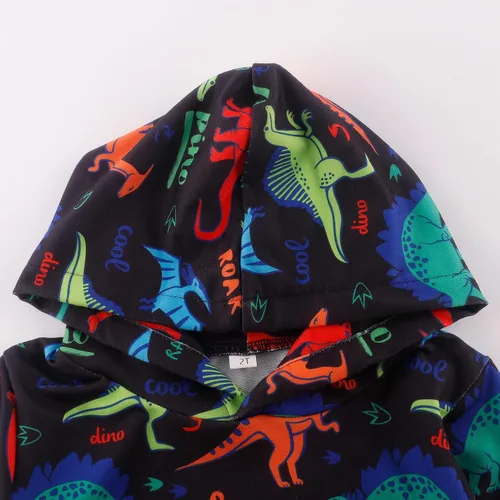 Vista 2 de Akyzic Sudadera con capucha para bebés y niños, diseño de dinosaurios, con bolsillo, sudadera cálida para niños