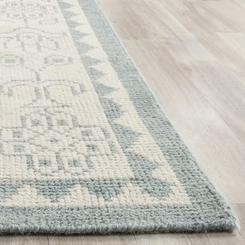 Vista 3 de SAFAVIEH Kenya Collection - Alfombra decorativa, 2 x 3 pies, marfil y azul, lana de medallón oriental anudada a mano, ideal para zonas de alto