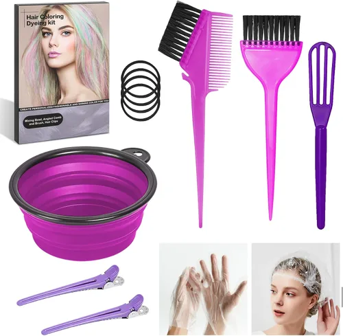 Vista 8 de ROOHUA Kit de tinte para el cabello de 8 piezas con cepillo, herramientas Negro