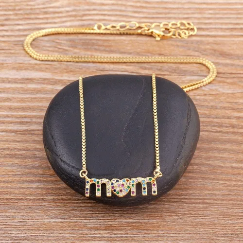 Vista 4 de Joyería de moda Rosario turco Hip Hop, collar con colgante de letra clásica para mujer, color dorado, cadenas largas para regalo del día de la madre