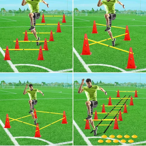Vista 7 de Escalera de obstáculos Triángulo Marcador Cono Pad Disco Hurdle Multifuncional Set