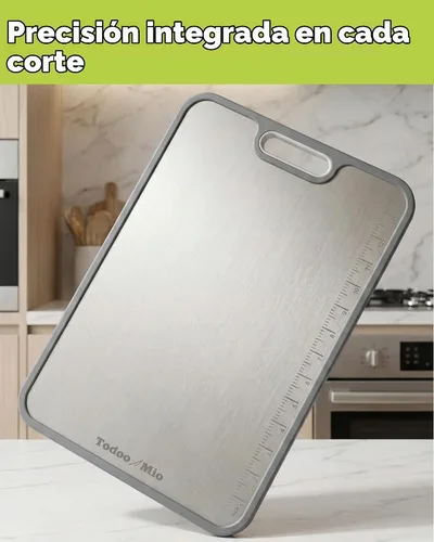 Vista 7 de Tabla de cortar de titanio para cocina: regla de medición integrada, tabla de cortar de metal grande de doble cara, tabla de cortar apta