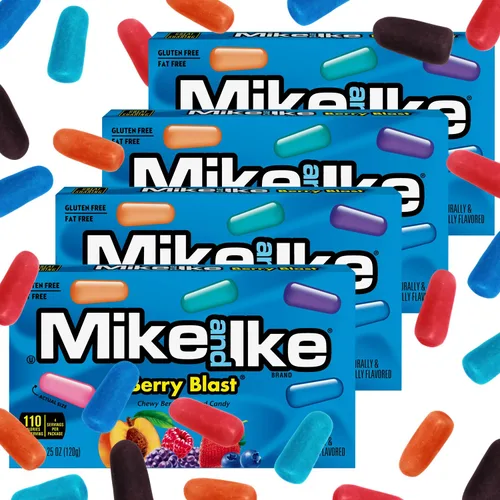 Vista 3 de Mike and Ike Berry Blast Candy, paquete de 2 cajas de dulces de cine, dulces ideales para Mike e Ike para tus películas favoritas, caja de dulces