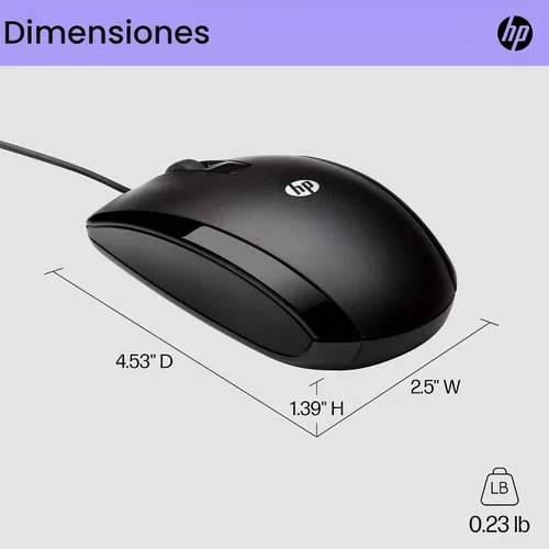 Vista 3 de HP E5E76AA#ABA X500 - Ratón con cable USB para PC de escritorio Windows, portátil, notebook, Mac, computadora y Chromebook, para uso diestro