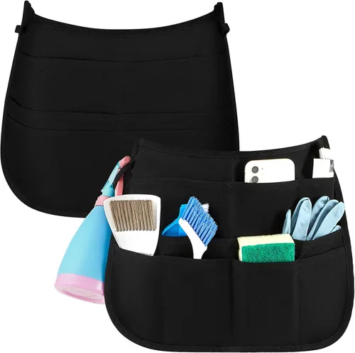 Vista 8 de Panitay 9 Pocket Professional Cleaning Apron for Housekeeping with Adjustable Belt Waitress Server Apron for Adults