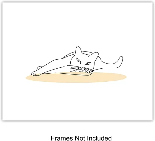 Vista 3 de Arte de pared moderno de mediados de siglo, decoración de pared de gato, regalos para amantes de los gatos para mujeres, carteles abstractos