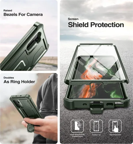 Vista 7 de Dexnor Funda para Samsung Galaxy Note 10, [Protector de pantalla y soporte integrados] Protección de grado militar pesado a prueba de golpes