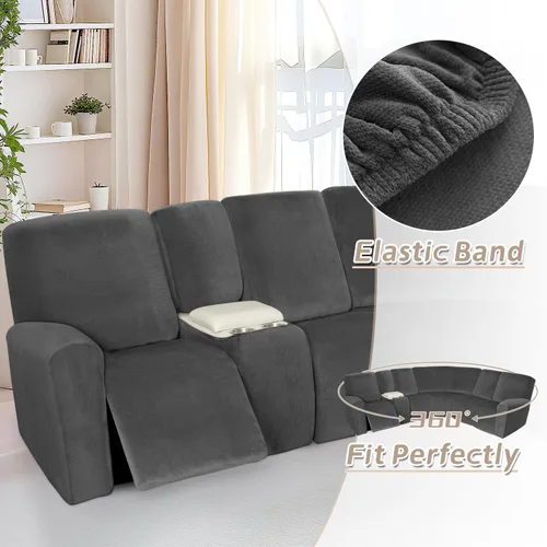 Vista 79 de Arfntevss Fundas de sofá seccional reclinable de terciopelo, Funda de sofá seccional de esquina para sofá reclinable, Funda elástica suave