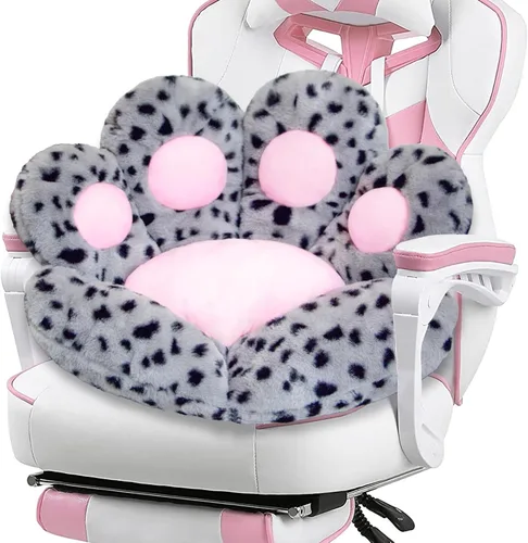 Vista 9 de DOBUONO Cojín Kawaii de pata de gato, cojín para silla de oficina, cómodo cojín de felpa para silla de juegos, cojín de asiento Kawaii para niña