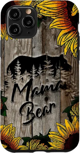 Vista 27 de Funda de regalo para el día de la madre con diseño de girasol de madera rústica para iPhone 16 Mama Bear