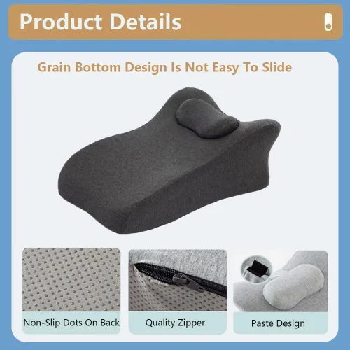 Vista 5 de Almohada de espalda para cama sentada, almohada de lectura vertical, soporte de espalda, cojín de boca abajo, alivio del dolor de cuello, piernas
