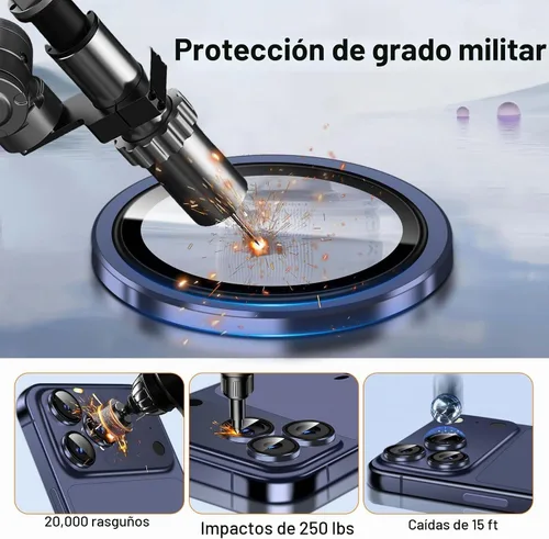 Vista 2 de QHOHQ Juego de 2 protectores de lente de cámara para iPhone 17 Pro Max/17 Pro/16 Pro Max/16 Pro/15 Pro Max/15 Pro, protector de lente individual