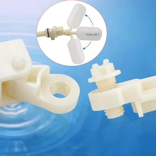 Vista 3 de Válvula de flotador de 1/2 pulgada, válvula automática de control de nivel de agua con brazo ajustable, PVC resistente a la corrosión para canal