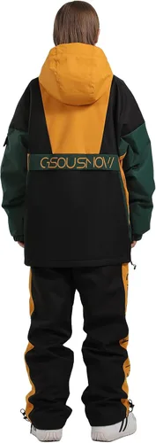 Vista 2 de GSOU SNOW Chaqueta y pantalones de esquí para mujer, impermeable, traje de nieve, para snowboard, abrigo de nieve aislado, cálido invierno luminoso