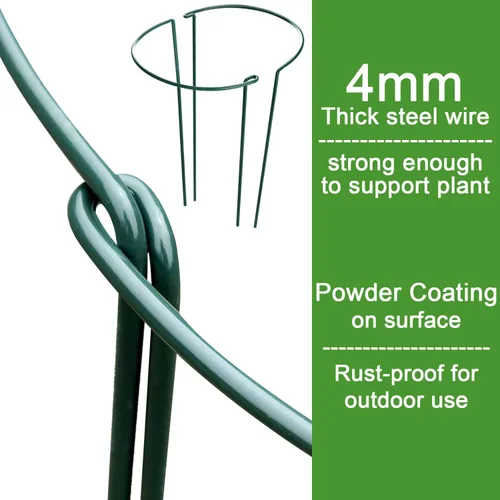 Vista 3 de HiGift Estacas de soporte para plantas, paquete de 6 jaulas y soportes de peonía de metal, jaula de soporte para plantas de jardín, anillo