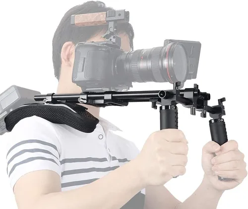 Vista 3 de NICEYRIG Sistema de soporte de almohadilla de hombro de 0.591 in para videocámara de cine de cámara DSLR, soporte de hombro con placa base, varilla