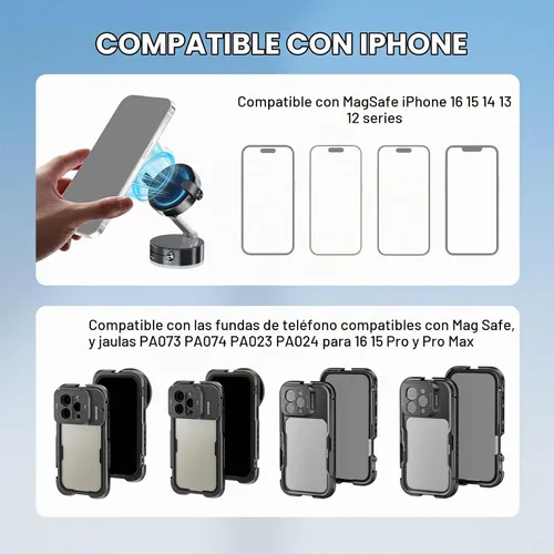 Vista 9 de NEEWER Versión de nivel de entrada, soporte magnético para teléfono celular, soporte plegable con ventosa al vacío para tu parabrisas de automóvil