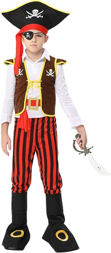 Vista 2 de Disfraz de pirata para niños, juego de rol de pirata, disfraz de pirata para Halloween