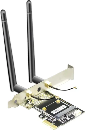 Vista 10 de GLOTRENDS Adaptador WA05 PCIe X1 para un módulo WiFi M.2 Key-E y un SSD NVMe M.2, diseño combinado 2 en 1