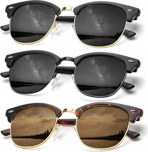 Vista 50 de KALIYADI - Gafas de sol polarizadas para hombres y mujeres unisex, marco semirretráctil, estilo retro, para conducir, con bloqueo UV