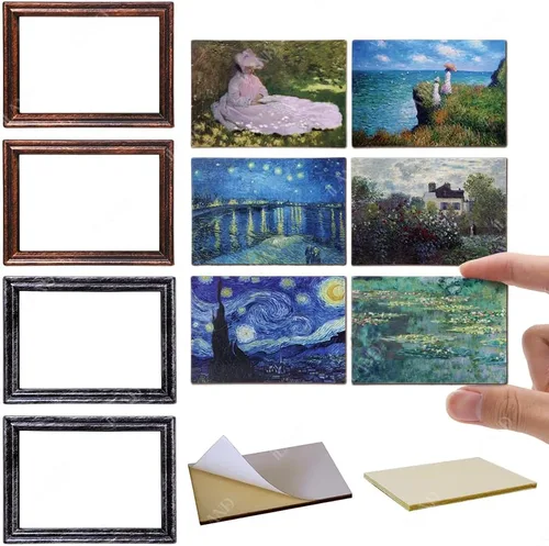 Vista 10 de iLAND Accesorios de casa de muñecas en miniatura para muebles de casa de muñecas a escala 1:12, marcos de casa de muñecas con juego de pinturas