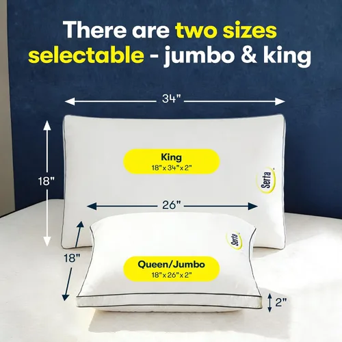 Vista 6 de Serta Juego de 2 almohadas de cama tamaño Queen/estándar, soporte suave