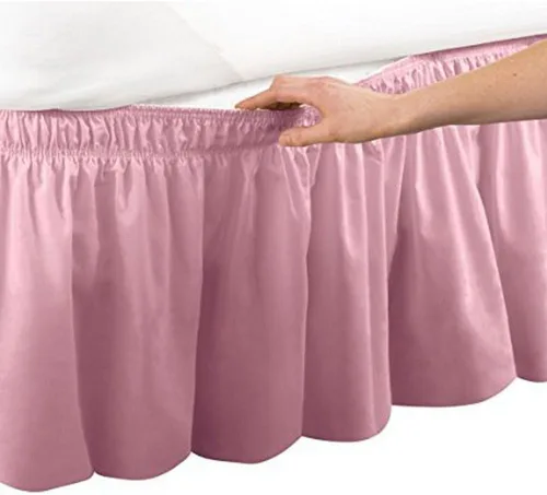 Vista 7 de Falda para cama plisada de tres lados, de algodón egipcio, elástica, caída de 15 pulgadas, para camas Individual / Matrimonio, Queen y King
