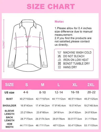 Vista 6 de siliteelon Camisas de algodón a rayas para mujer, con botones, manga larga, cuello para oficina, trabajo, blusas