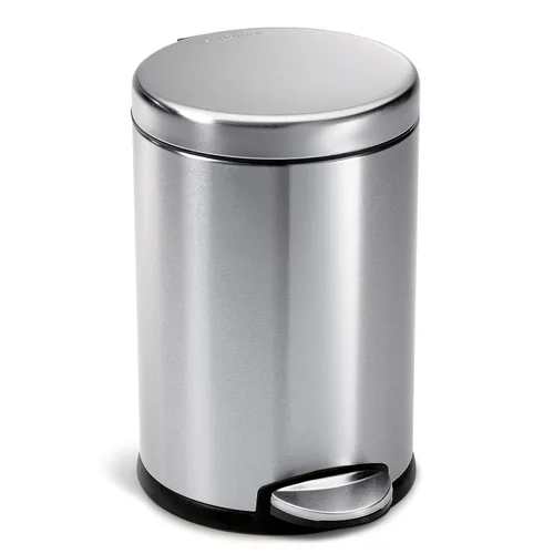 Vista 7 de simplehuman - Cubo de basura redondo para baño de 1.2 galones / 4.5 litros, de acero inoxidable cepillado