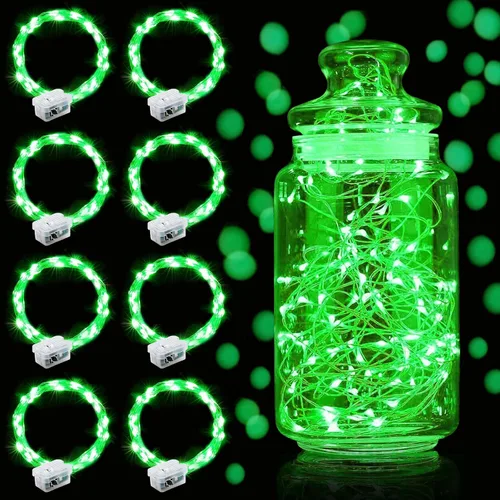 Vista 65 de Aogist Paquete de 24 luces de hadas, 3 modos, 2,1 metros, 20 luces LED, impermeables, cable plateado, funcionan con pilas, mini luces de alambre