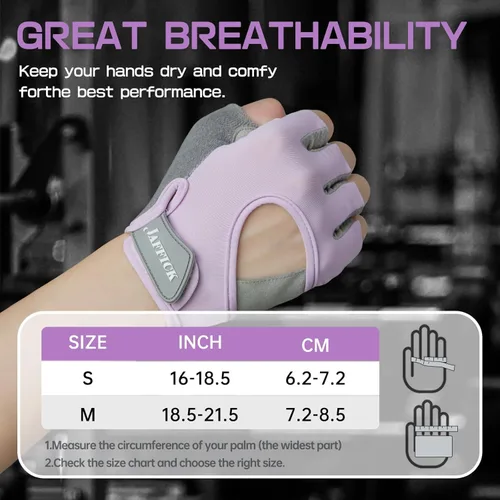 Vista 2 de Jaffick Guantes de entrenamiento ligeros para mujer Guantes de fitness transpirables con agarre antideslizante para gimnasio, levantamiento