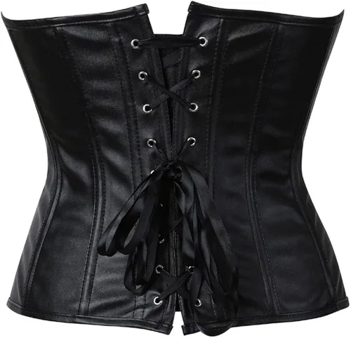 Vista 4 de Corsets for Women Plus Size Faux Leather Steampunk Corset Top Zipper Bustier