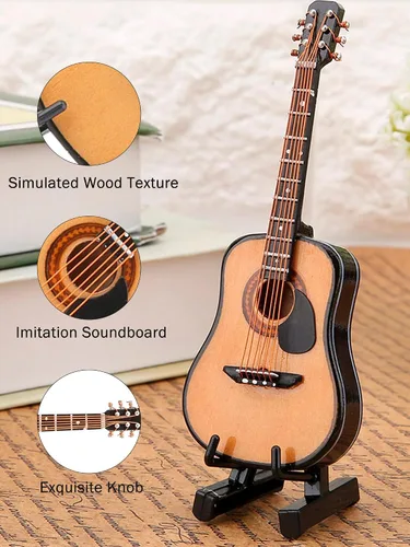 Vista 3 de Modelo de guitarra en miniatura, mini casa de muñecas de madera