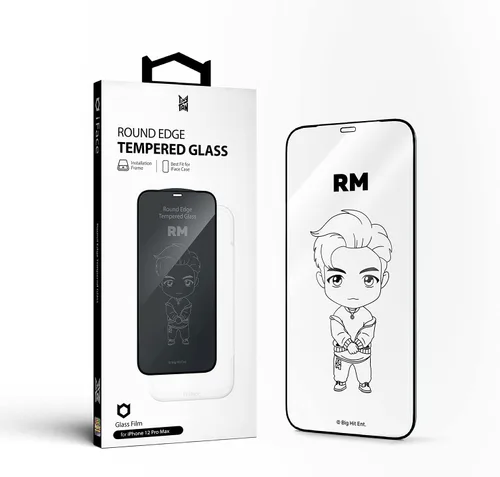Vista 11 de iFace TinyTAN inspirado en BTS Protector de pantalla de vidrio templado de borde redondo diseñado para iPhone 12 Pro Max (Jung Kook)