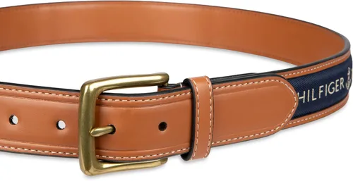 Vista 3 de Tommy Hilfiger mens Fabric Inlay Casual Belt With Classic Harness Buckle