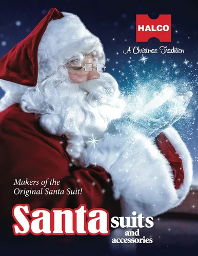 Vista 6 de Chaqueta de traje de Papá Noel de terciopelo rojo, talla 50-56, Halco Claus #7596, abrigo con cremallera, pantalones forrados de satén, gorro