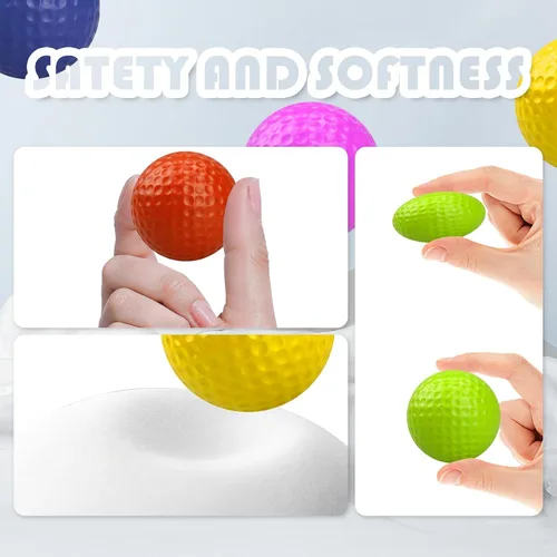 Vista 4 de 50 pelotas de práctica de golf de espuma, bolas de práctica de espuma de vuelo limitado, para aliviar el estrés, deportes, de sensación realista