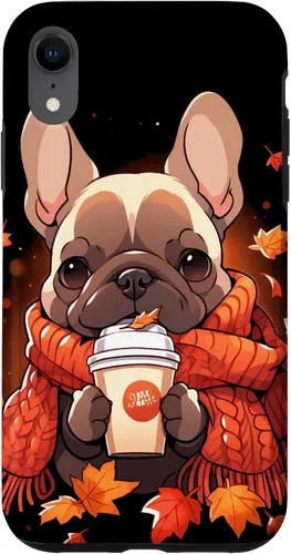 Vista 25 de French Bulldog Fall Autumn Pumpkin Spice Latte Frenchie Dog Case for iPhone 17