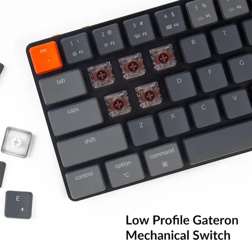 Vista 4 de Keychron K7, teclado mecánico inalámbrico ultra delgado de 68 teclas, Bluetoothcableado, con interruptor mecánico Gateron de perfil bajo