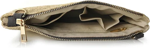 Vista 6 de Bolso pequeño cruzado con cremallera de pajilla, bolso de mano para mujer