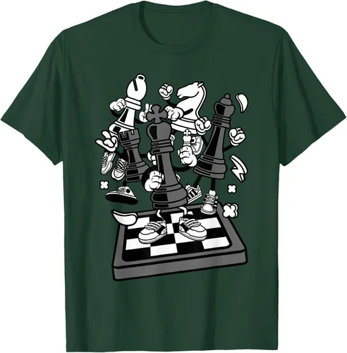 Vista 65 de Figura cómica Camiseta de tablero de ajedrez jugador de ajedrez Azul Marino