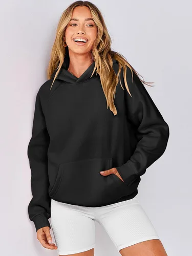 Vista 2 de ANRABESS - Sudaderas con capucha para mujer, sobre talla, de vellón de manga larga, modelo de 2024, para otoño