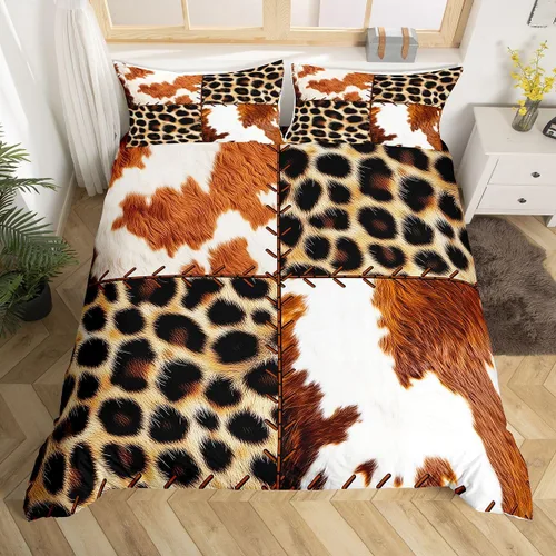Vista 26 de Juego de funda de edredón de oso para niños, juego de ropa de cama de animales salvajes para niños, naturaleza, vida silvestre, oso, pájaro, juego